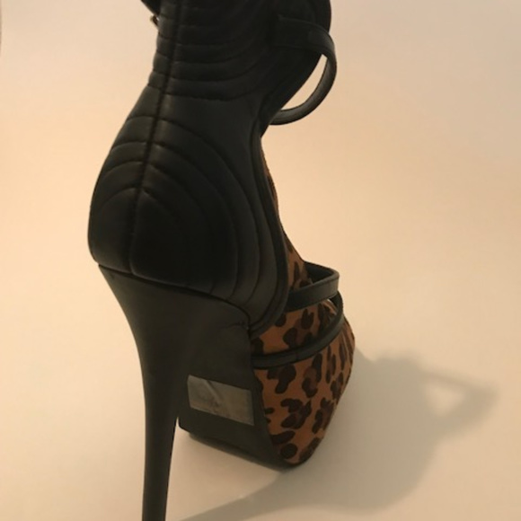 Sexy High Heel Shoes Leopard Print Stilettos Ankle Straps Platform Club Footwear - Picture 6 of 8
